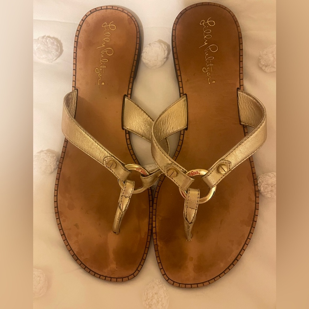 Lilly Pulitzer gold sandals